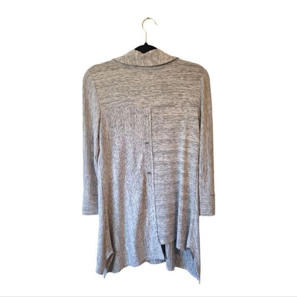 Joseph Ribkoff Grey & White Heathered Stripe Button Down Shirt - Picture 3 of 6